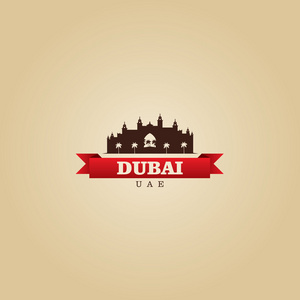 阿联酋迪拜市符号矢量图