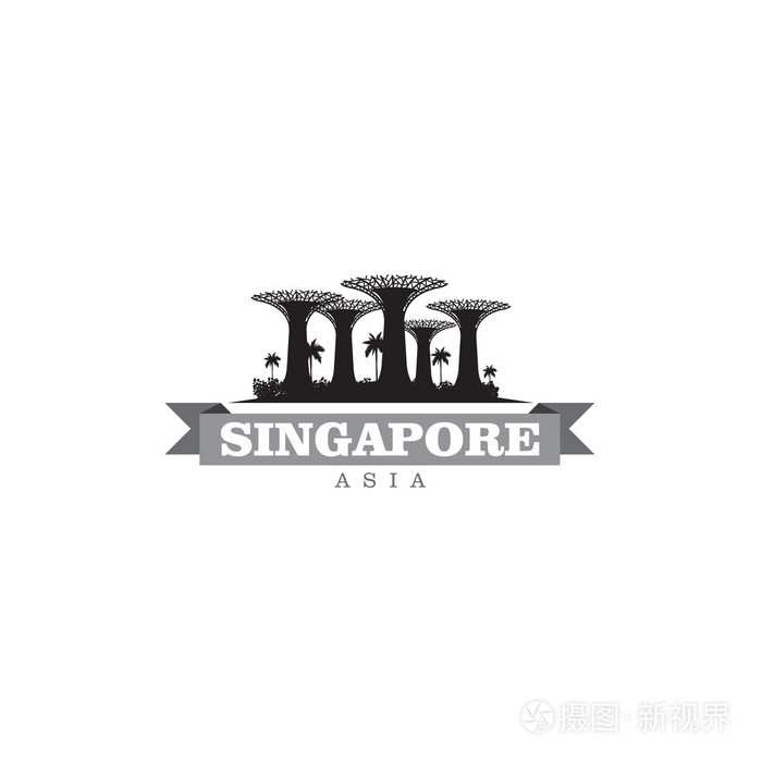 新加坡亚洲城市符号矢量图