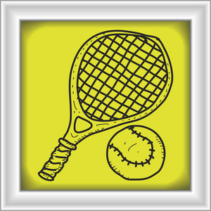 简便的涂鸦的网球拍插画