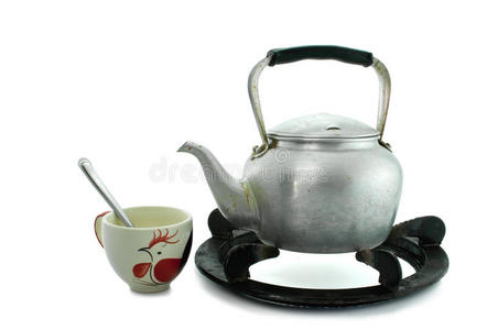 茶壶 老年人 家庭 手柄 污点 水壶 金属 古董 空的 锅炉