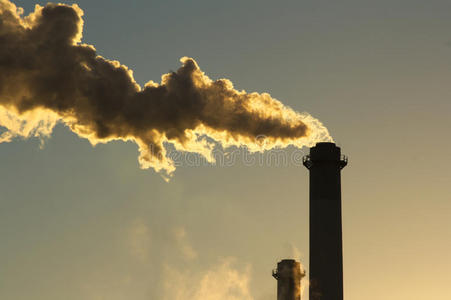污染生态二氧化碳符号燃煤电厂烟道二氧化碳排放写为烟雾的二氧化碳