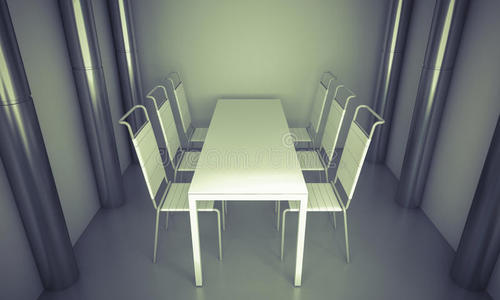 生活。清洁餐厅椅子和干净spac上方的白色桌子