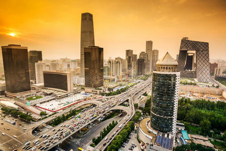 北京，中国金融区天际线