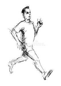 一个跑步的人的手绘