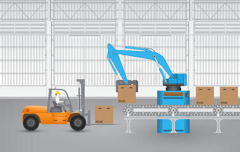 举起 纸箱 建筑 行业 工厂 自动化 机械 物流 制造业