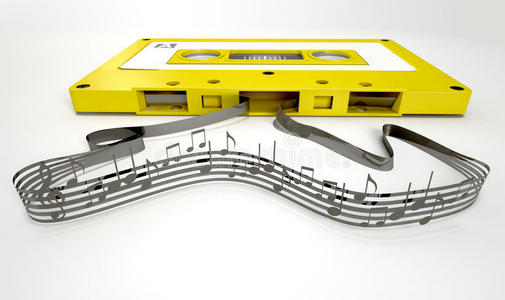 盒式磁带和音符概念
