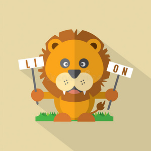 插图 丛林 卡通 可爱的 动物园 狮子座 狮子 动物 游猎