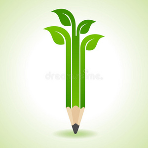 生态学概念铅笔与叶子