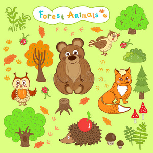 儿童画可爱的森林动物