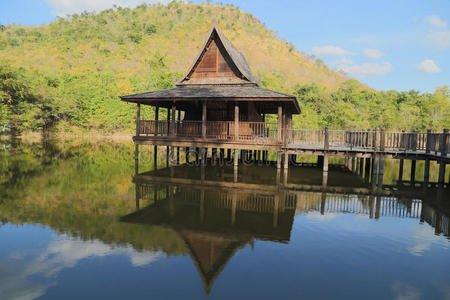 旅行 房子 美丽的 风景 泰语 古老的 托普 屋顶 文化