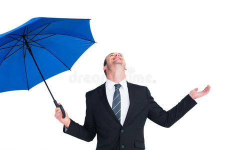 射击 商业 成人 测试 商人 雨伞 遮蔽 站立 男人 演播室