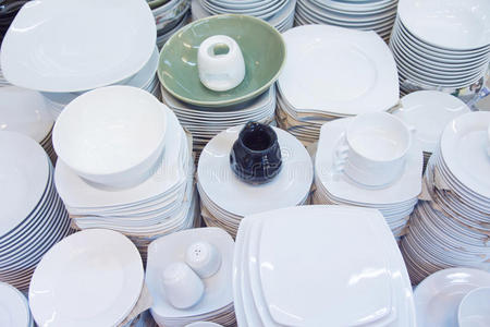 午餐 桌子 陶瓷 储藏室 茶托 堆栈 空的 瓷器 盘子 物体