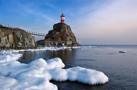 信标 自然 信号 灯塔 岩石 海湾 风景 航行 照片 海的