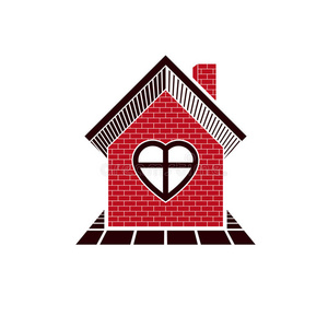 家庭和谐展板家庭住宅抽象图标,和谐在家的概念.