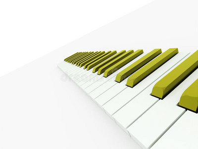 绿色钢琴键盘渲染