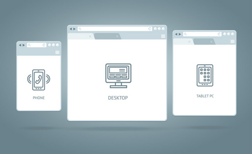 浏览器窗口的响应 Web。矢量