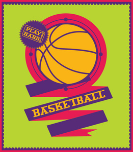 用丝带的篮球会徽。体育标志