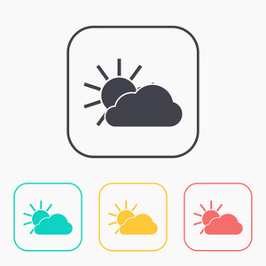 太阳和云的颜色图标集
