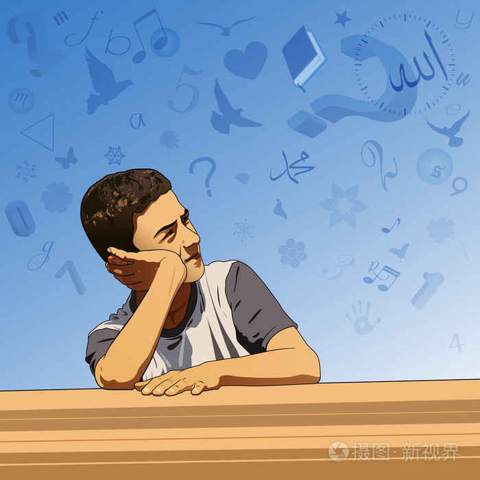 男孩和想象力的思考