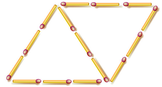 逻辑谜题。移动六个火柴棍，使七个三角形