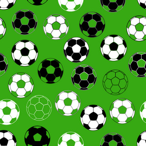 无缝模式与足球球绿色背景
