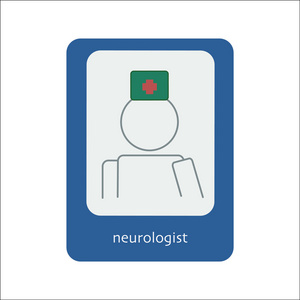 神经科医生的 nervs。孤立的白色衬底上的蓝色标志