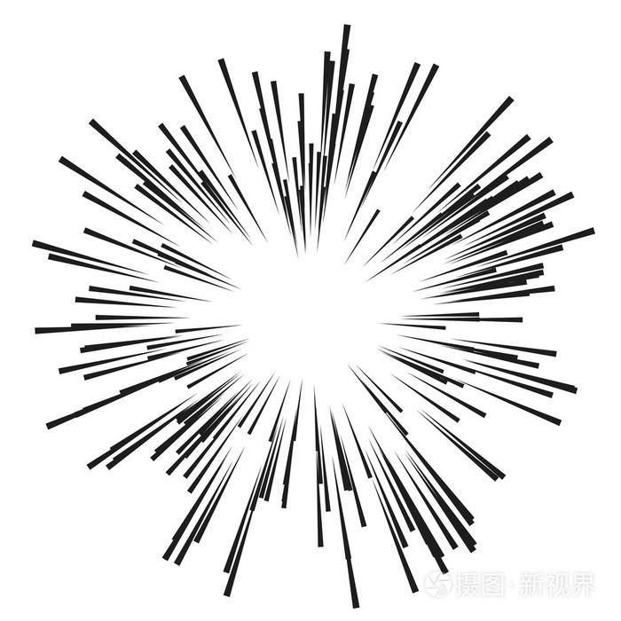 漫画的径向速度线.图形爆炸书设计元素.矢量图