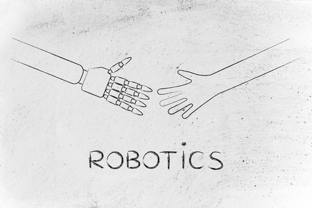 人类和机器人的手要触碰，机器人