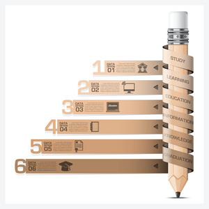 教育和学习与螺旋标记铅笔投图