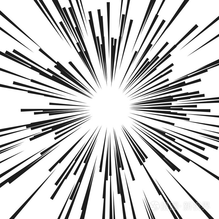 漫画的径向速度线.图形爆炸书设计元素.矢量图