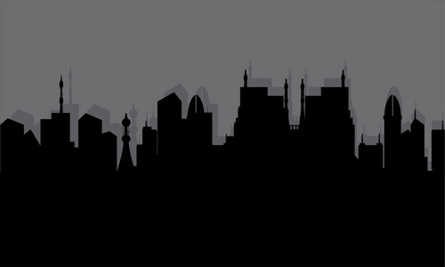 古镇的剪影照片