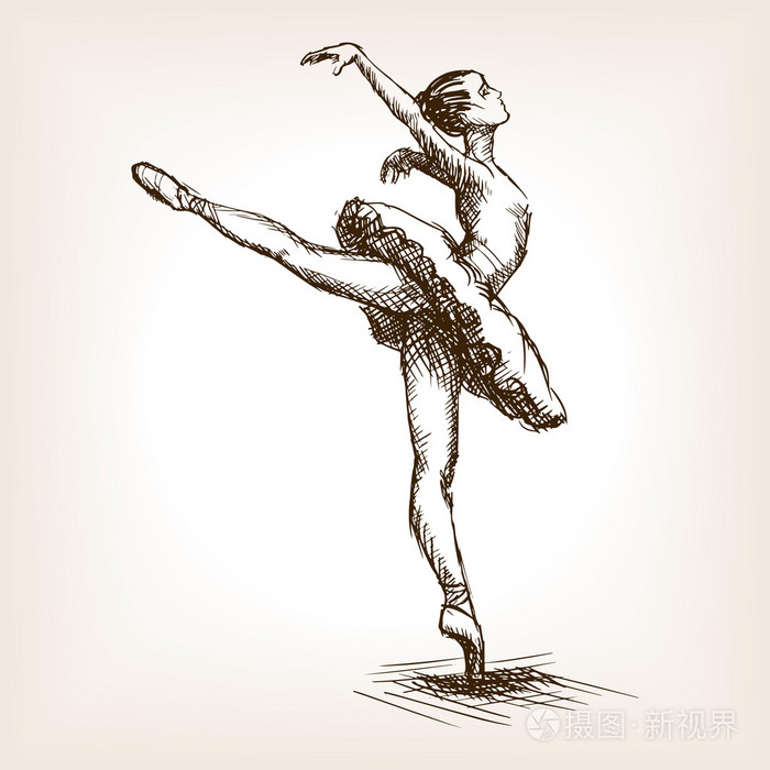 芭蕾舞演员女孩素描