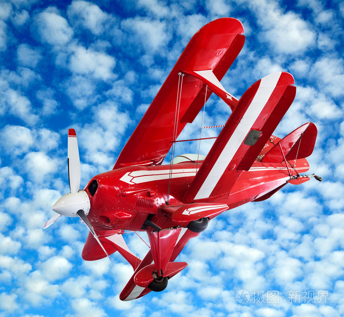 红色模型老式双翼飞机
