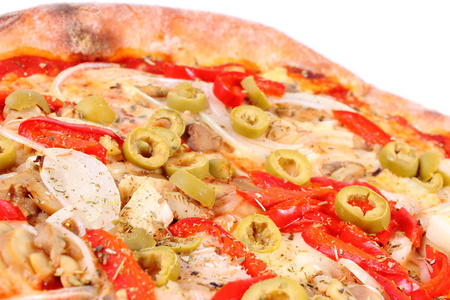 白色背景上的意大利素食比萨
