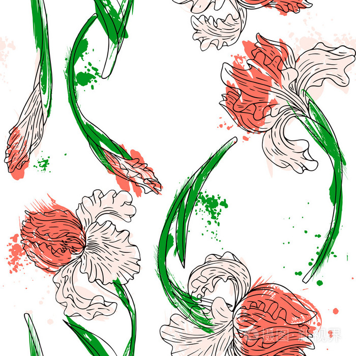 无缝花纹的鸢尾花
