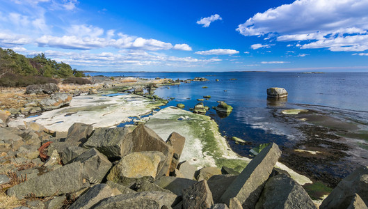 在瑞典南部的岩石海岸