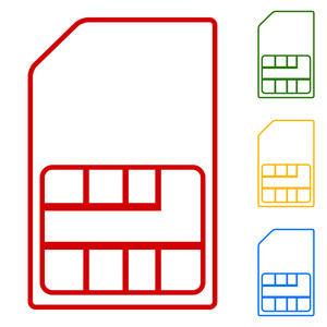 Sim 卡。一套线图标