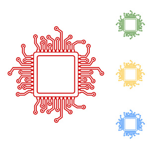 Cpu Microprocesso。一套线图标