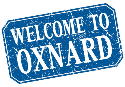 欢迎来到奥克斯纳德蓝色方形 grunge 邮票