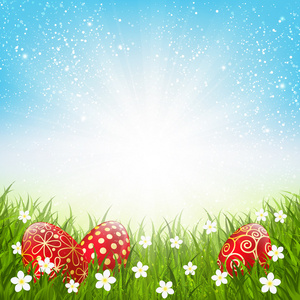 复活节蛋在绿色草地上