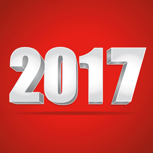 2017 快乐新年贺卡一 银红色背景上的数字