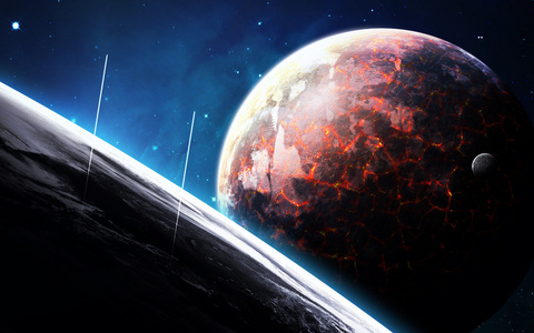 与行星, 恒星和星系中表现的美太空探索外层空间的宇宙场景.