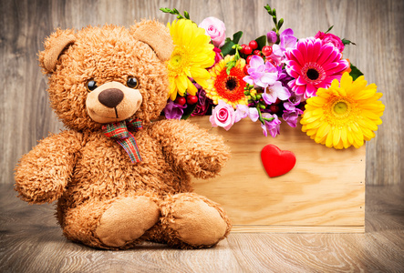 在框中 一只泰迪熊花照片 正版商用图片1mzogj 摄图新视界