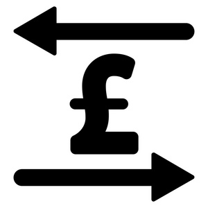 英镑的交易平矢量图标符号