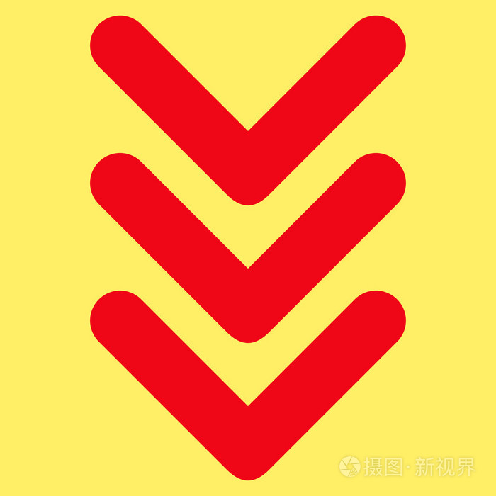 三箭头向下平面矢量象形文字