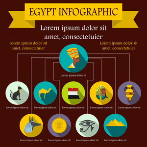 埃及的信息图表元素，平面样式