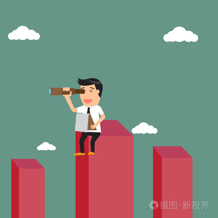 商人站在图上,展望未来,新的工作插画-正版商用图片1mzzts-摄图新视界