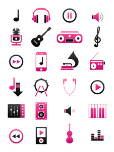 粉色黑色音乐图标集