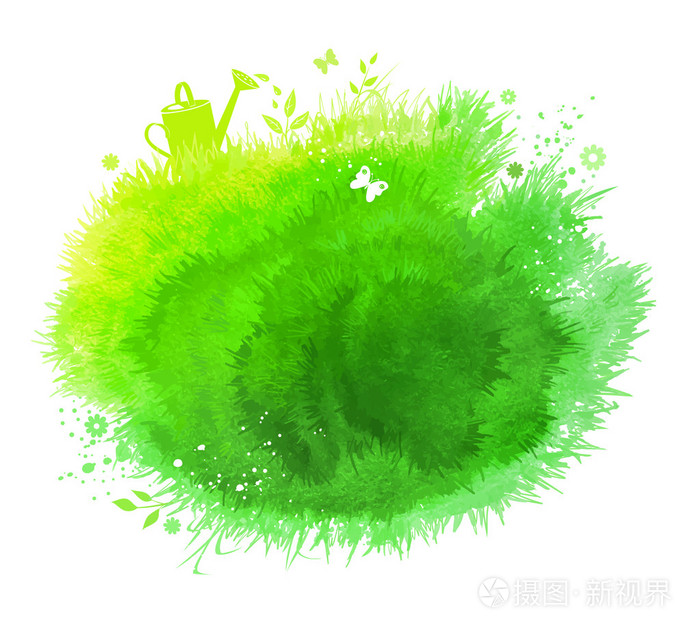春天的水彩绿色背景插画 正版商用图片1n08j6 摄图新视界 春天的水彩绿色背景插画 正版商用图片1n08j6 摄图新视界