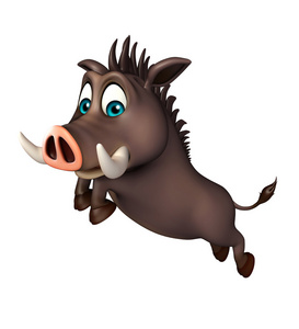 野猪香肠可爱的野猪可爱的卡通角色,以跳跃照片